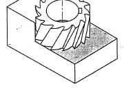 Fresatura Tipi di frese Frese cilindriche: taglienti disposti su una superficie cilindrica Realizzare superfici piane Montate su albero porta-fresa asse (periferica) Frese cilindrico-frontali: