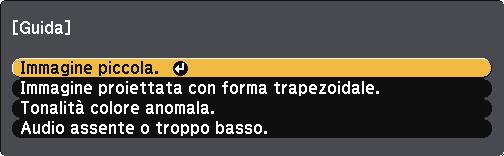 Utilizzo delle visulizzzioni guid del proiettore 146 È possibile visulizzre le informzioni per iutre risolvere i problemi comuni usndo il sistem di Guid del proiettore. b Accendere il proiettore.