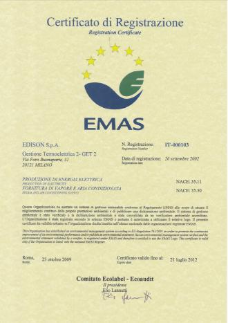 Il sito di Cologno Monzese ha ottenuto la certificazione ambientale UNI EN ISO 14001 per il settore della produzione di energia elettrica e vapore tecnologico in data 18/06/01, successivamente