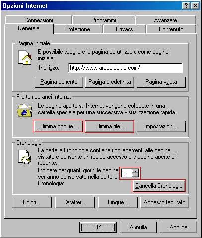 Vuotare la memoria Cache Se usate Internet Explorer 6.