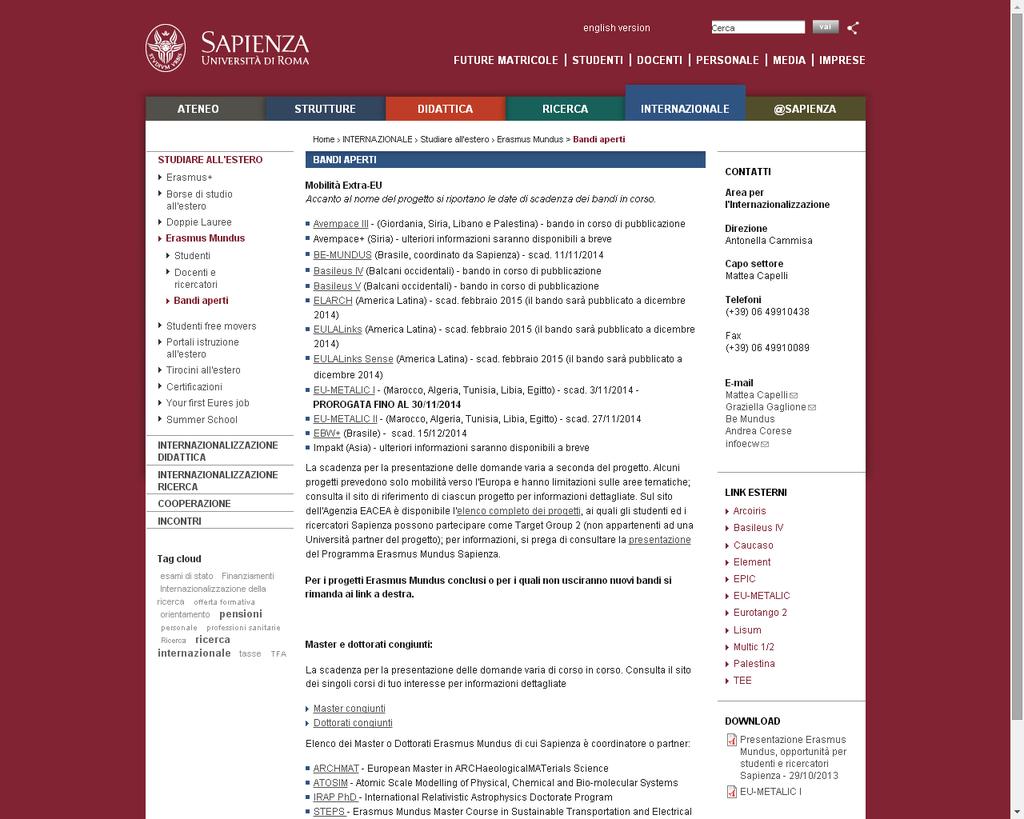 Erasmus Mundus Azione 2: ricerca info http://www.