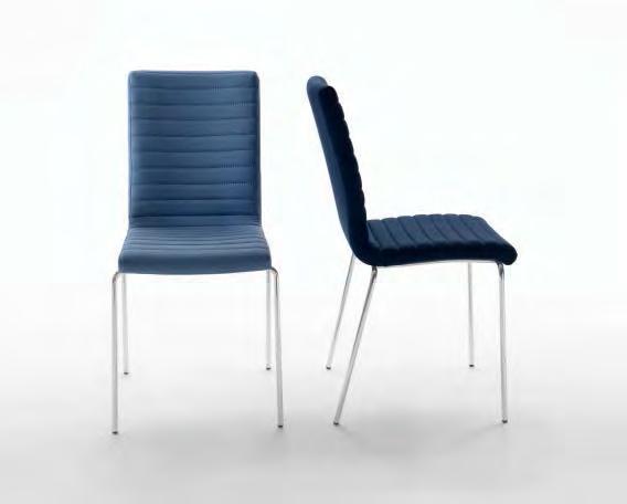 .03 Krono Sedia con struttura in acciaio cromato o verniciato. Scocca rivestita. - Chair with steel structure, chrome or laquered. Shell fully upholstered.