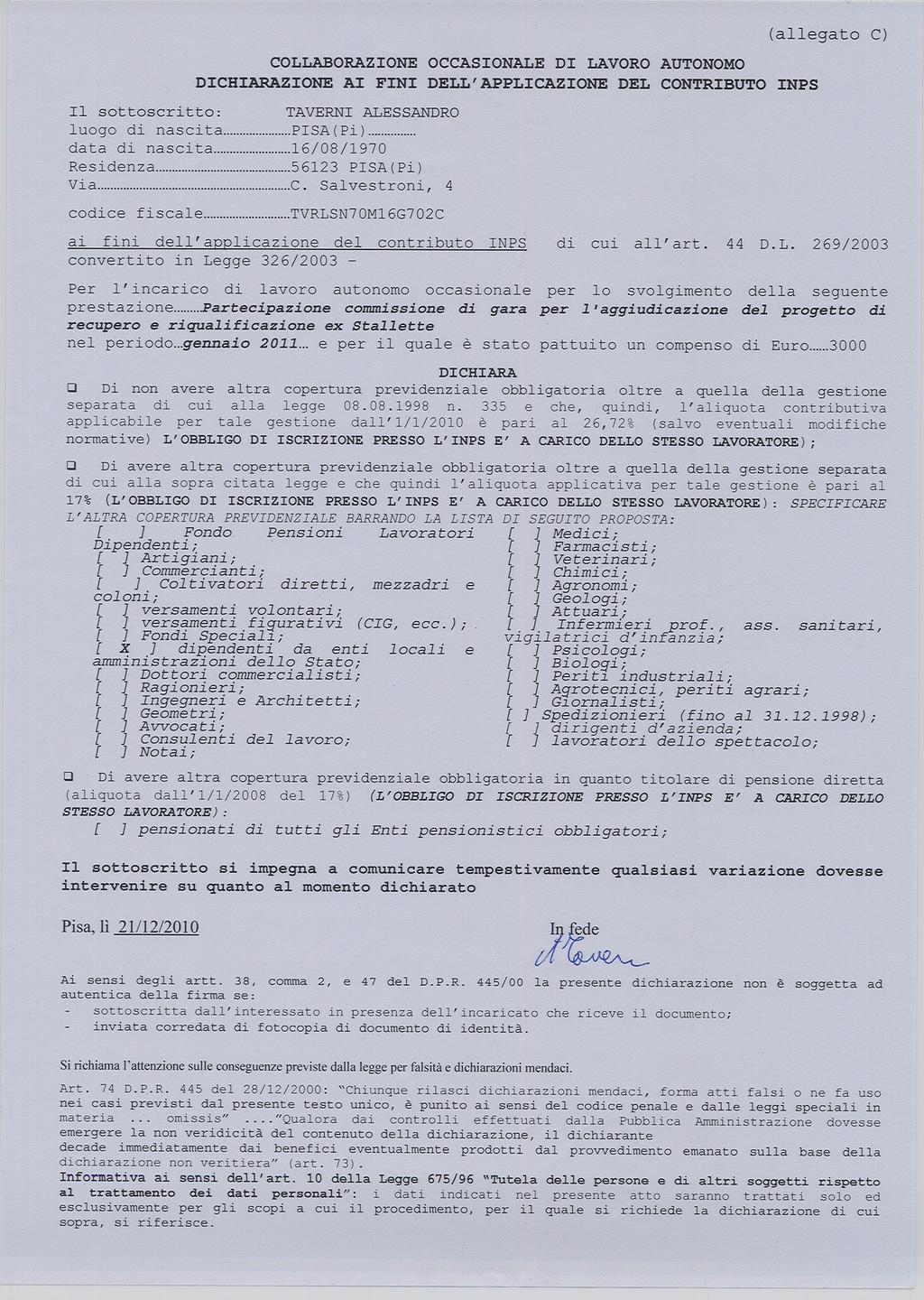 Documento firmato digitalmente ai sensi del TU n. 445/00, dell'art.20 del D.lgs.