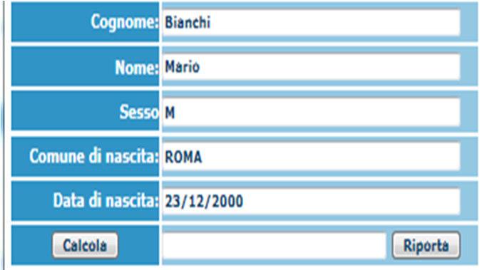 cliccare su "Calcola" e poi "Riporta" per inserirlo. In caso di calcolo eseguito dal sistema, verificare comunque l esattezza dello stesso. DATI RELATIVI ALLA RESIDENZA N.B.