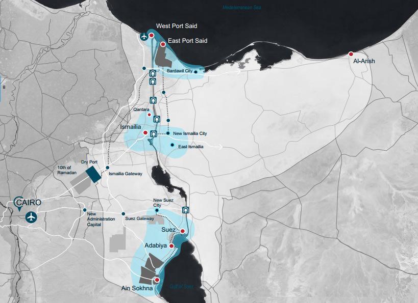 Suez Canal Corridor Development Le cifre del raddoppio del Suez Canal: 72 Km di lunghezza e 24 m di profondità: per eliminare il tratto a senso unico alternato delle navi Raddoppio del traffico