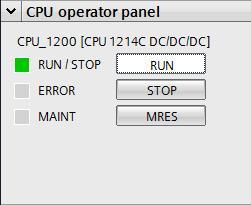 3 Stati di funzionamento della CPU La CPU può avere i tre stati di funzionamento seguenti: In stato di funzionamento STOP la CPU non esegue il programma ed è possibile caricare un progetto.