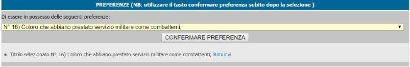 Titoli di preferenza: nel caso si abbia uno o più titoli di preferenza tra quelli stabiliti dall art. 5 del D.P.R.