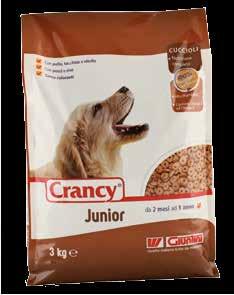 Crancy Junior Crancy Junior è un alimento completo e bilanciato per lo svezzamento dei cuccioli di qualsiasi razza, fino ad 1 anno di età.