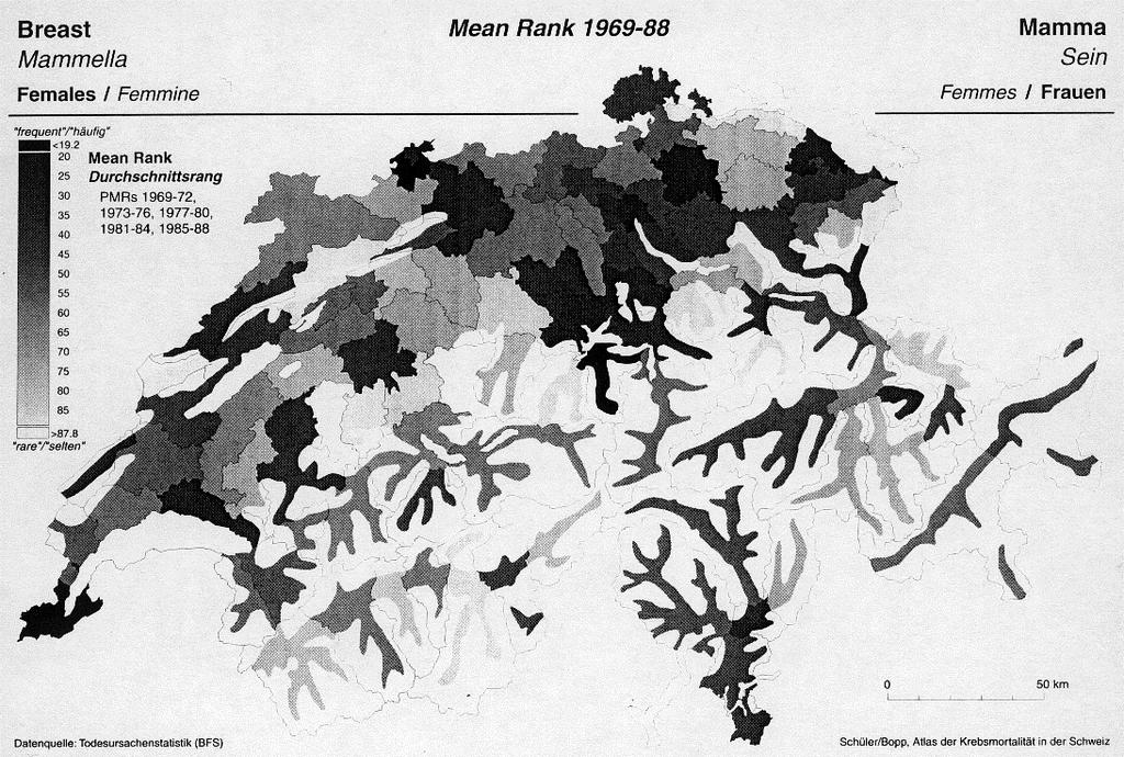 Distribuzione della mortalità in Svizzera 1970-1990