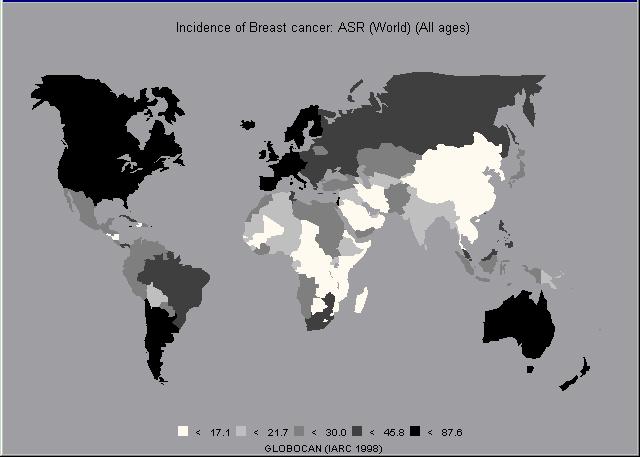 Incidenza nel mondo Carcinoma del seno, tasso standardizzato