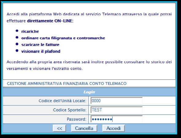 GUIDA AREA WEB Al momento dell attivazione al servizio Telemaco Le verranno inviate tramite email i codici di accesso al sito Telemaco e i codici per l