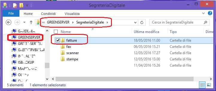 Salvare le fatture in formato xml.p7m/.zip sulla cartella SegreteriaDigitale\Fatture del GREENSERVER.