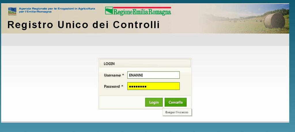 1. ACCESSO AL SISTEMA 1.1 Pagina di login Per accedere alla home page del Registro Unico dei Controlli occorre collegarsi al seguente indirizzo internet: https://agreagestione.regione.emilia-romagna.