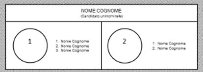 voto è nullo. 2. Un caso non normato è quello in cui un elettore segni due rettangoli contenenti due differenti liste di una stessa coalizione.