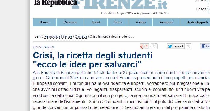 Articoli in giornali locali Risultati: i media Interviste,