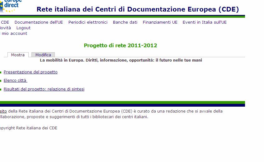 Progetto intra reti reti 2011 2012 2012 Sul sito nazionale èstato raccolto anche le slide presentate