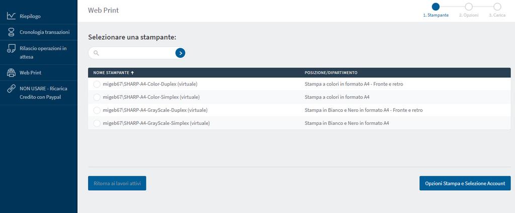 Stampa dei documenti inviati tramite WEB Print