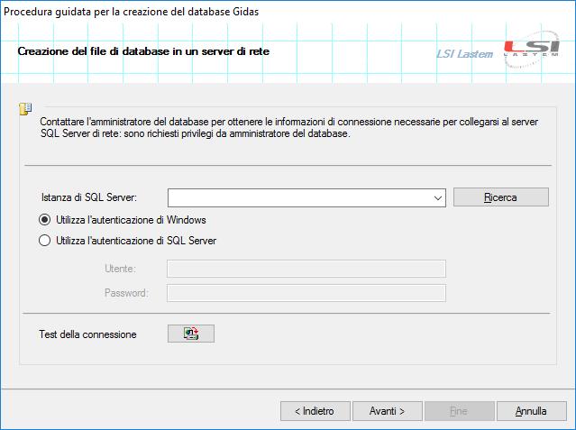 La procedura guidata viene avviata automaticamente al termine della installazione del programma GidasViewer; in alternativa è possibile avviare la procedura guidata dal menu Strumenti Creazione del