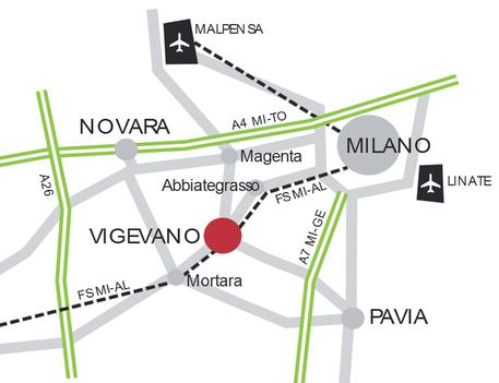 Da Milano in auto: si percorre la Tangenziale Ovest e si imbocca la SP ex SS 494 in direzione Abbiategrasso; oppure si prende l'autostrada Milano-Genova (A7), uscita Groppello Cairoli Da Milano in