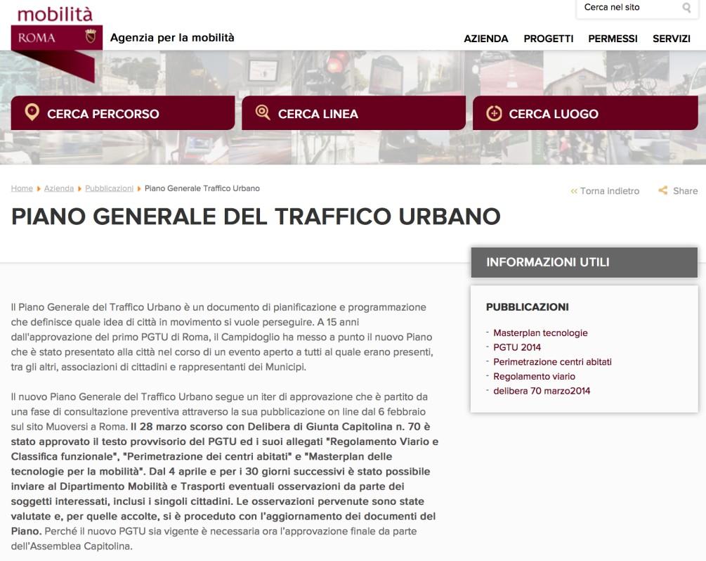 Scenario futuro Documenti programmatici di riferimento PGTU Piano Generale del Traffico