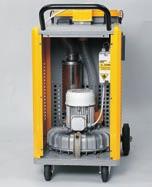 Three phase motor ( = 230 V - Y = 400 V). Standard mechanical filter shaking system. Removable dry container.