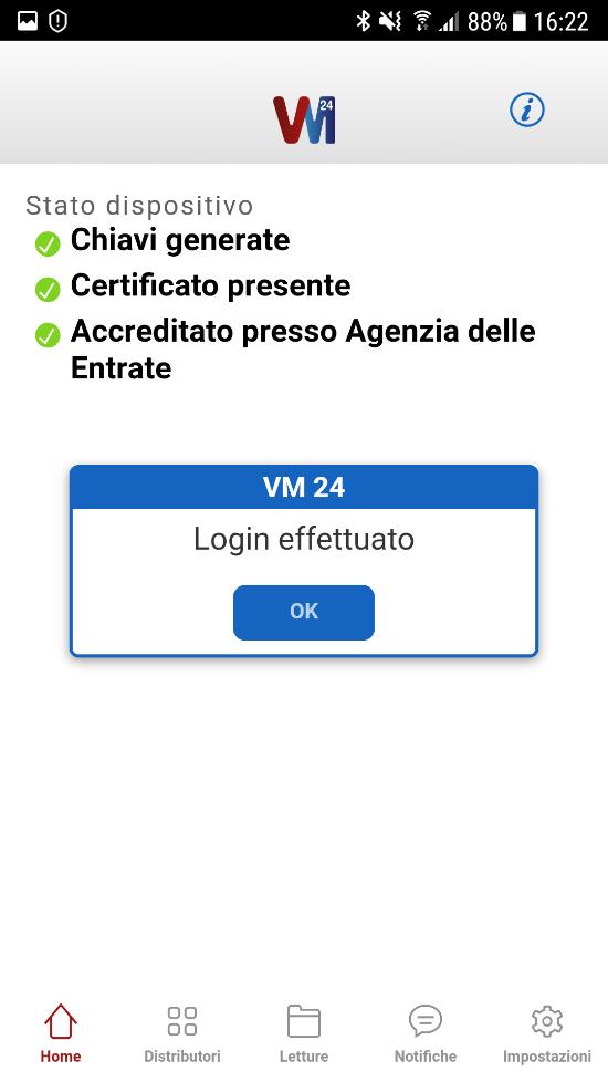 VM24 HOME Se l utente risulta correttamente accreditato presso il sito dell