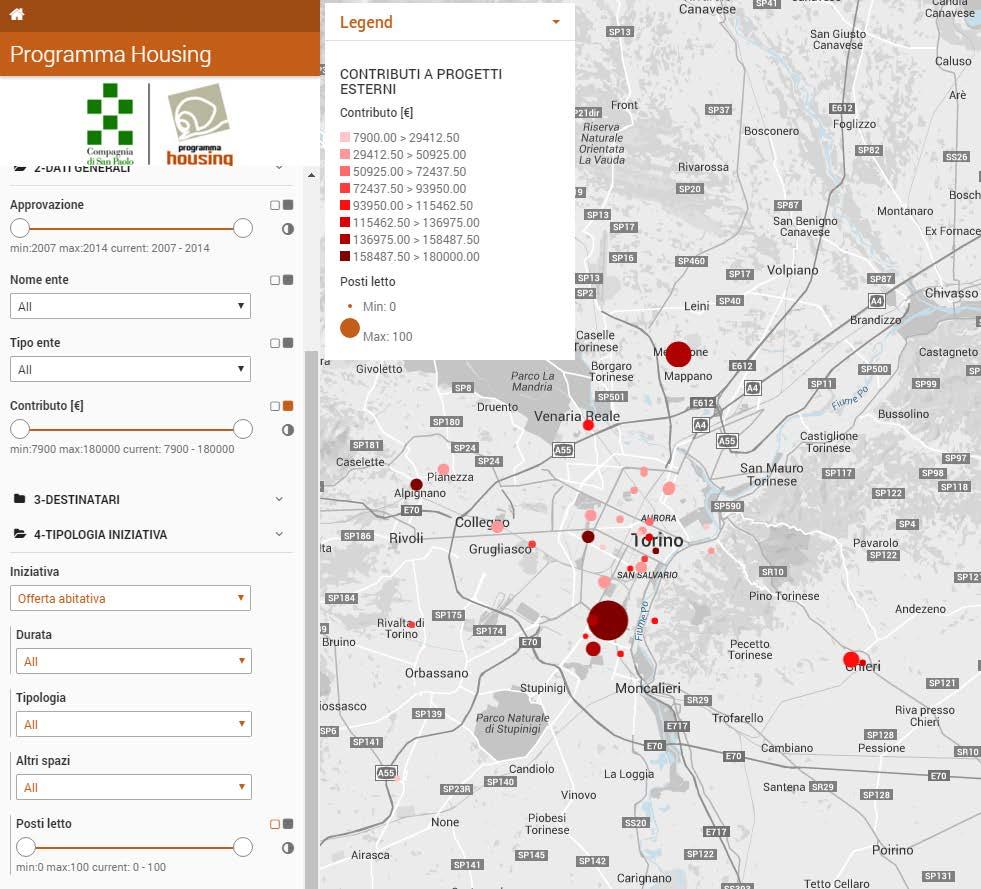 INTERROGAZIONE DATABASE Funzionalità aggiuntive Le funzioni Colora e Dimensiona sono attivabili contemporaneamente su diversi filtri di selezione.