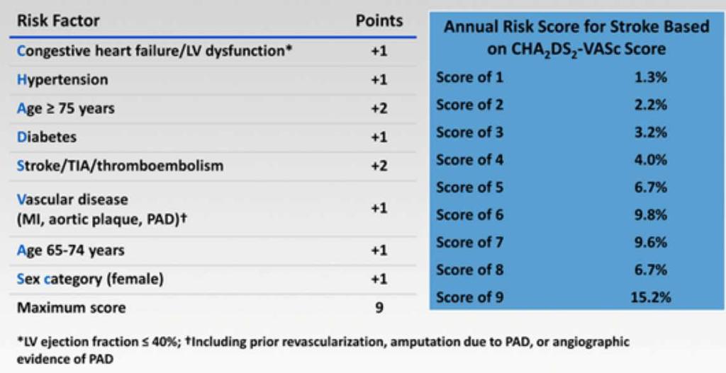 CHA 2 DS 2 -VASc Risk Scoring System Camm AJ, et al.