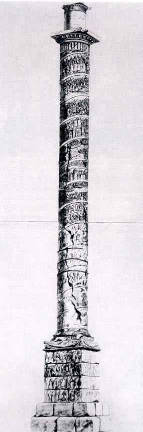 Ha una scala interna spiraliforme e rilievi a spirale che commemorano le vittorie dell imperatore.