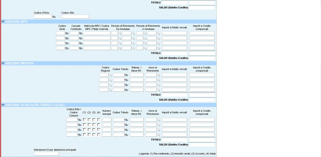 12.9.2 Nuova Disposizione Pagamento Delega F24 Descrizione: Tale pagina consente di creare ed inoltrare un nuovo pagamento di