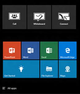 App La app di Surface Hub sono elencate nel menu Start. Per aprire un'app, basta selezionarla. Vengono visualizzate le app di uso comune.