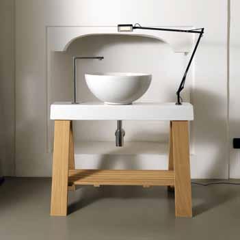 85 A10 piattino in ceramica ceramic tray  85 ceramic bar + whitewash oak wood frame + shelf staves + La Ciotola 46 washbasin 94 x 50 h.