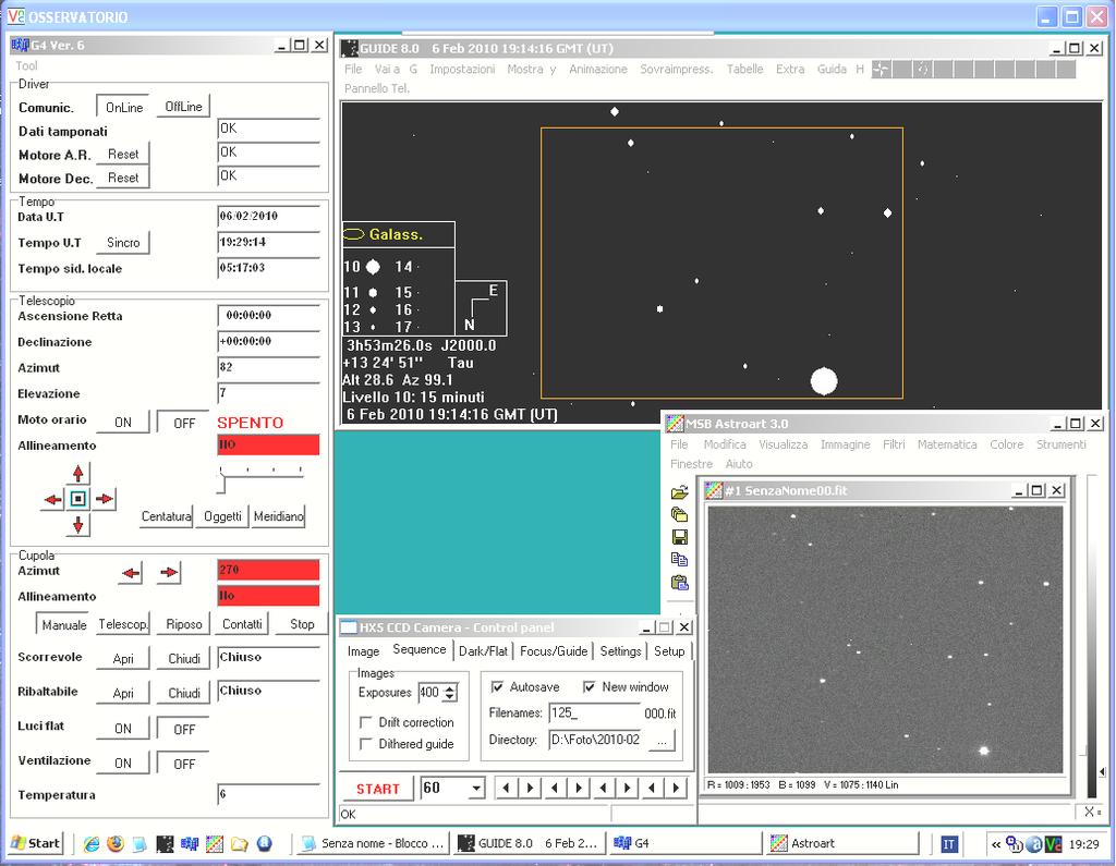 Inizio 2010 Osservatorio: comandato a distanza.