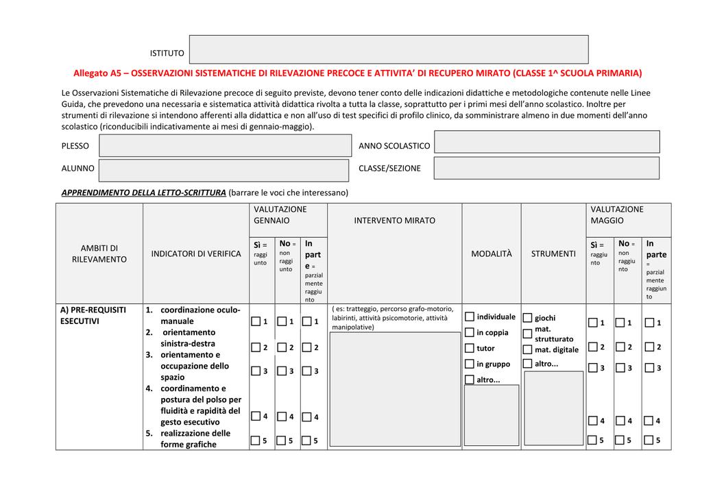 Collegamento con il PROTOCOLLO ALLEGATO A5 Item A1 A2 A3 A4 Item C1 C) LIVELLO PRE-CONVENZIONALE 1.