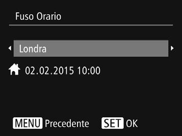 Operazioni iniziali 9 Specificare il fuso orario locale. Premere i pulsanti [ ][ ] per scegliere il fuso orario locale. Al termine, premere il pulsante [ ].