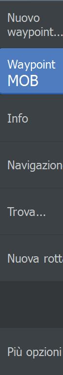 finestra di dialogo delle informazioni del cursore Per salvare più waypoint MOB, premere ripetutamente i pulsanti dello zoom.