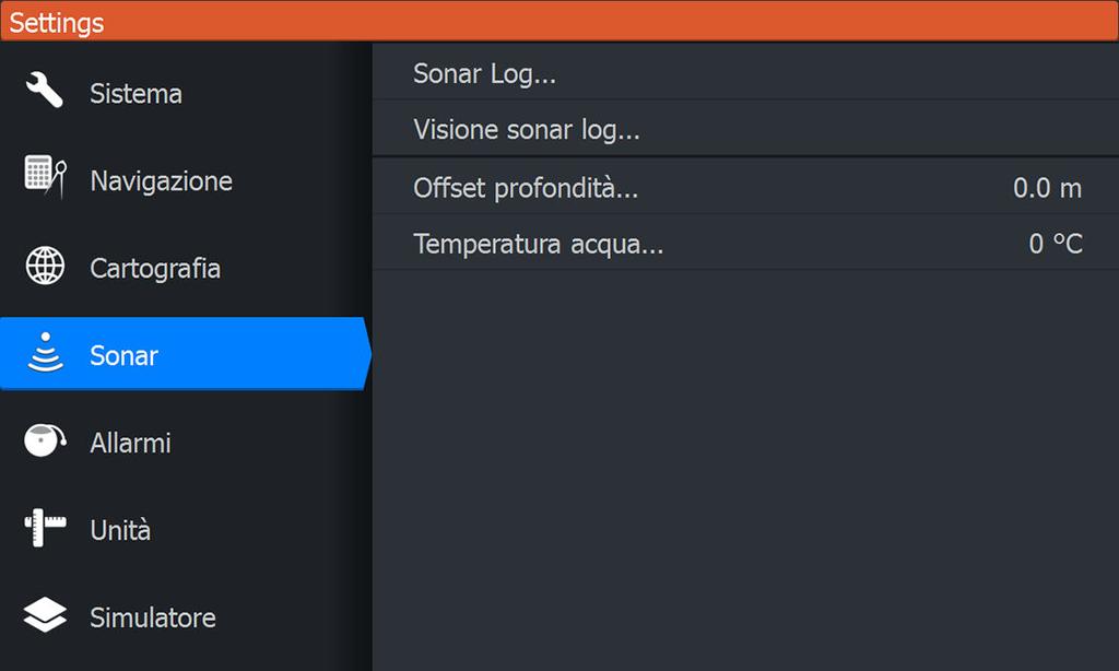 Visualizzazione dei dati registrati dello scandaglio È possibile visualizzare nuovamente sia i dati dello scandaglio memorizzati internamente sia quelli memorizzati esternamente se l'opzione Visione