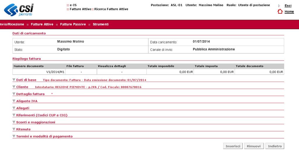 Pag. 6 di 11 - Codice cliente - Codice identificativo - Data censimento Se non viene valorizzato nessun filtro la ricerca restituirà tutte le anagrafiche che hanno il canale Pubblica Amministrazione