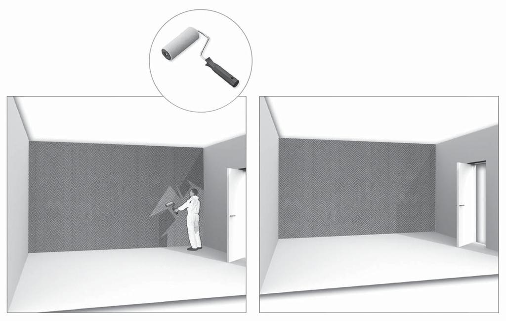 Applicazione del finalizzatore EQ decor FINISH Applicate una prima mano di protettivo appena mescolato, in modo