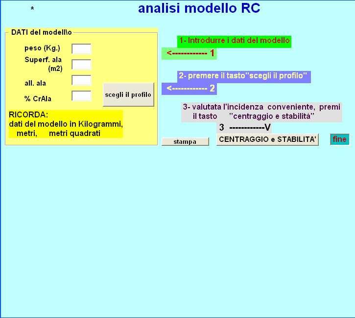 Progetto di modello RC Il programma inizia con un analisi del profilo alare che si intende utilizzare.