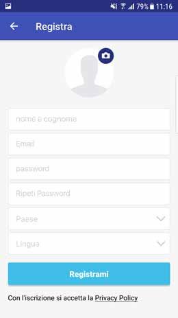 Se ti sei giá registrato, introduci il tuo indirizzo email e la tua password.