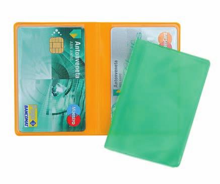 PORTA CARDS TRANSCOLOR 2 CARDS porta patente e cards a libro con 2 tasche interne in clear (apertura laterale)