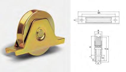 con supporto per cancelli gola a V oppio cuscinetto Ruote in acciaio 45 tropicalizzato, fissaggio tramite supporto con fori, cuscinetto oppio, gola per guie a V. G () I E.