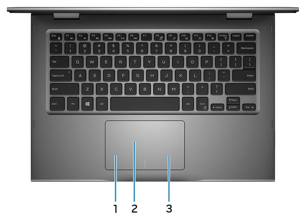 Base 1 Area per clic con pulsante sinistro del mouse Premere per fare clic con il pulsante sinistro del mouse. 2 Touchpad Scorrere il dito sul touchpad per muovere il puntatore del mouse.
