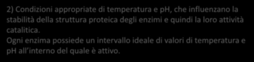 che influenzano la stabilità della struttura proteica degli enzimi e quindi la loro attività catalitica.