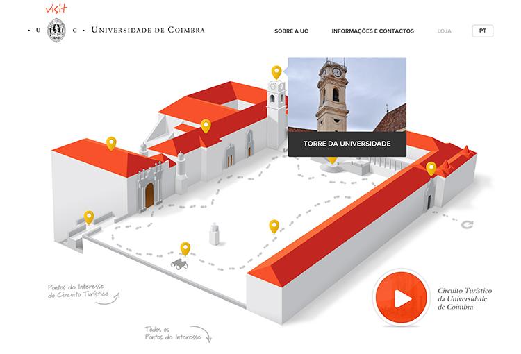 Questo è il sito dell università di Coimbra che per mostrare gli uffici più importanti del suo edificio ha adottato la tecnica del tooltip.