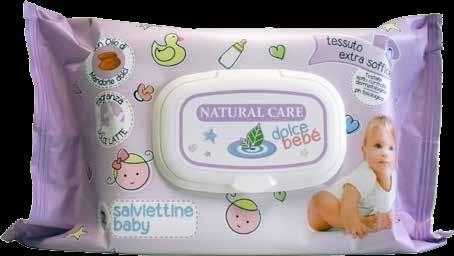 Della linea fanno parte anche le salviettine baby Natural Care dolcebebè in tessuto extra soffice, arricchite con olio di mandorle dolci e