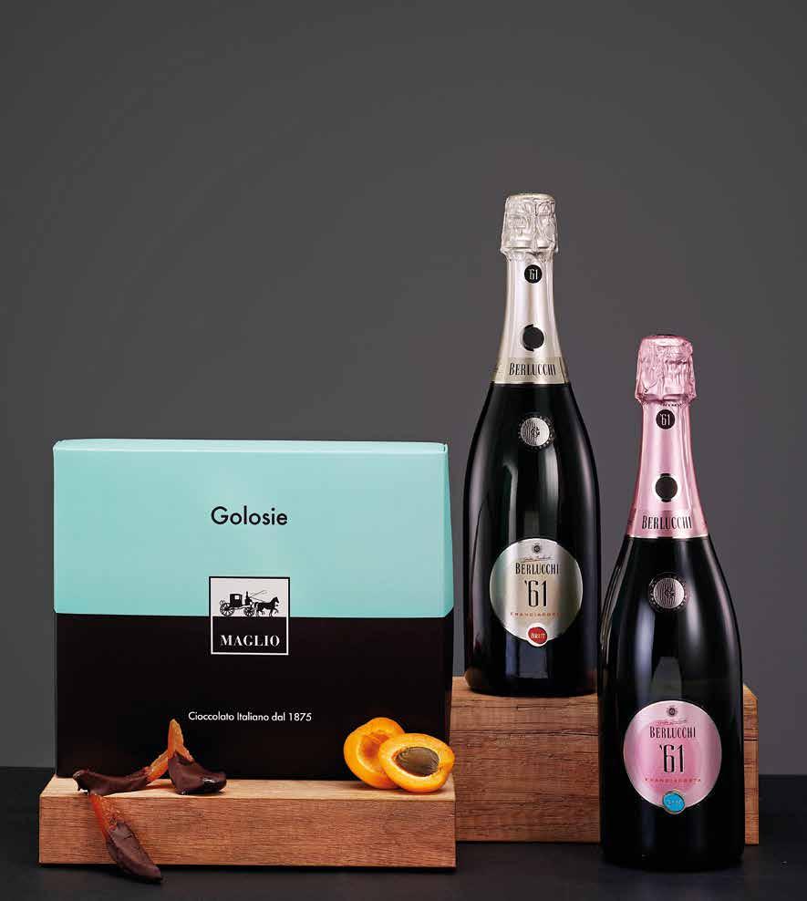 Il Franciacorta 27 42,00 BERLUCCHI, L ORIGINE DEL GRANDE FRANCIACORTA Lombardia Franciacorta Berlucchi brut Rosé DOCG 75 cl Franciacorta Berlucchi brut DOCG 75 cl Golosie Maglio spicchi di frutta