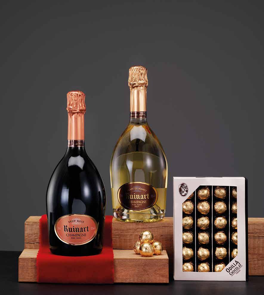 Le Champagne 28 150,00 L AUTENTICO STILE CHAMPENOISE Champagne Champagne Ruinart brut Blanc De Blancs 75 cl Champagne Ruinart brut Rosè 75 cl Cioccolato