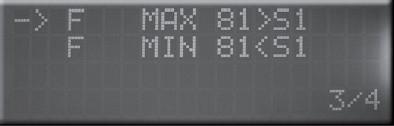 Selezionando si visualizza nel display il seguente sotto menù : Vac MAX 59.S2 = Test per il controllo della tensione massima (59.S2) Vac MEAN 59.